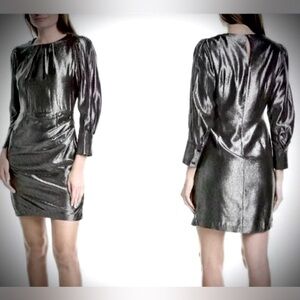 Maje York Lurex dress shimmering silver
vertical striping EU size 40 = US Large